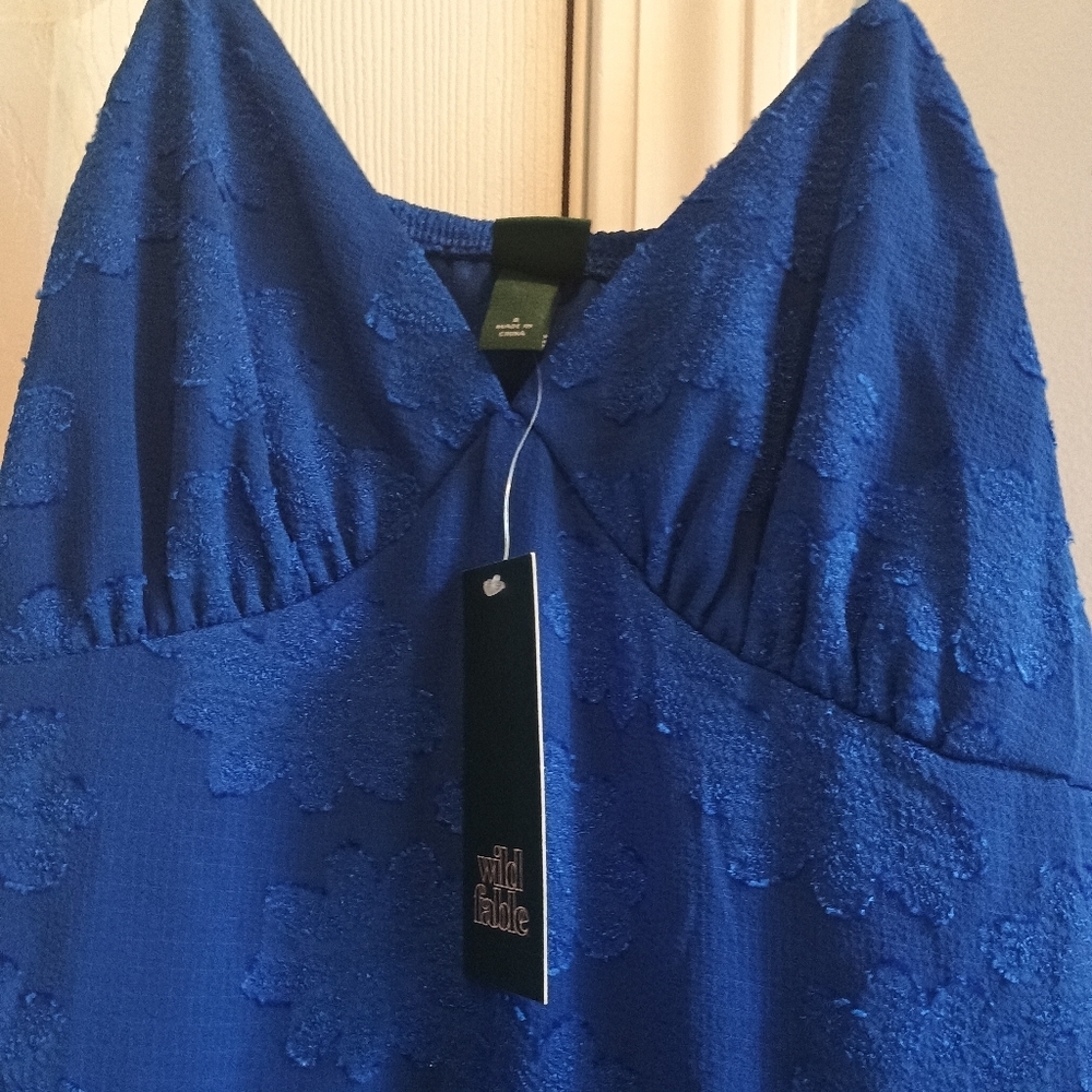 Wild Fable Blue Tiered Ruffle Mini Dress Size S Spaghetti Strap Whimsigoth‎ - Picture 6 of 14